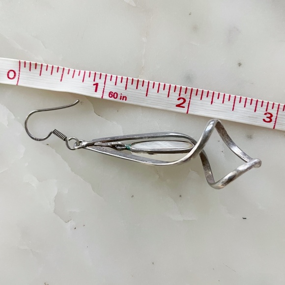 Moonstone Sterling Silver Dangle Drop Twirly Earrings - Picture 8 of 11